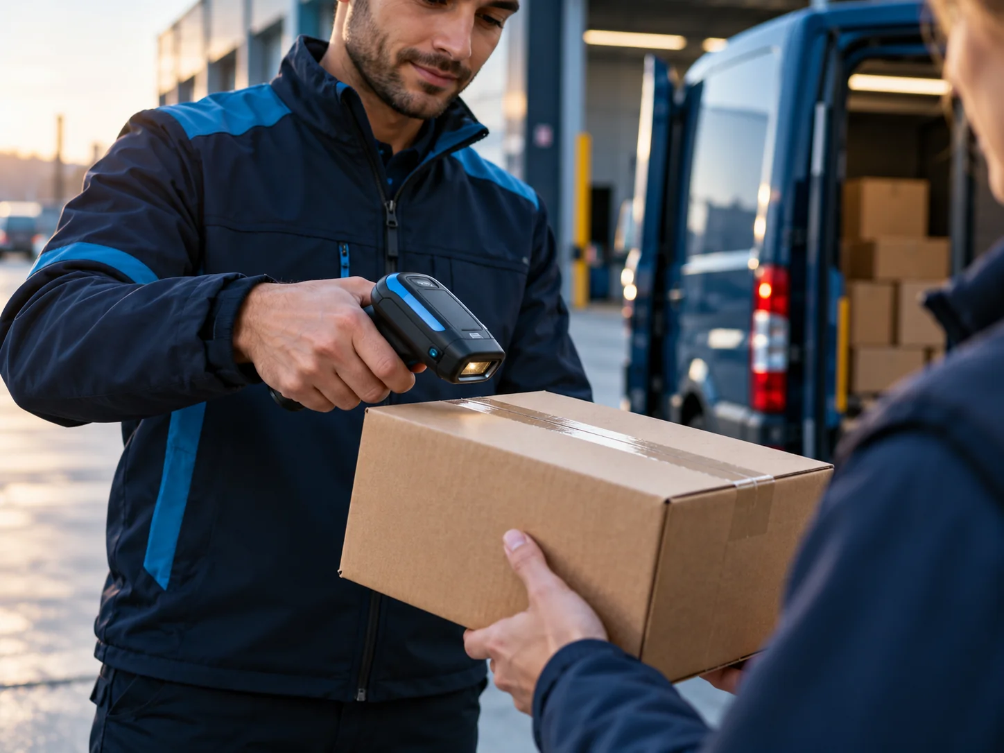Expresspaket wird beim Versand gescannt