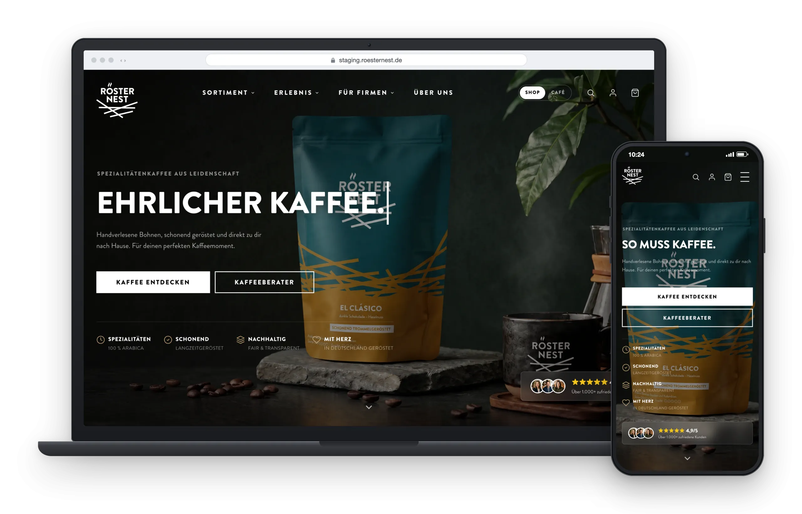Referenzprojekt Röster Nest: individueller Onlineshop